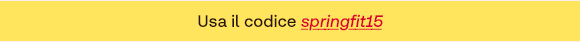 Banner giallo con testo ''Usa il codice springfit15'' scritto in rosso.