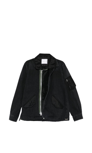 Denim and nylon jacket