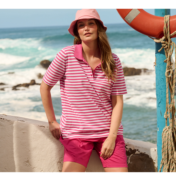Maglia polo in cotone Pima a righe con colletto polo e mezze maniche