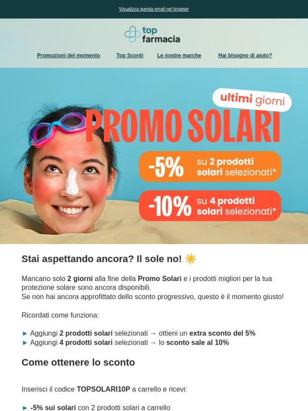 ⏳ Ultimi giorni: il tuo sconto solare ti aspetta