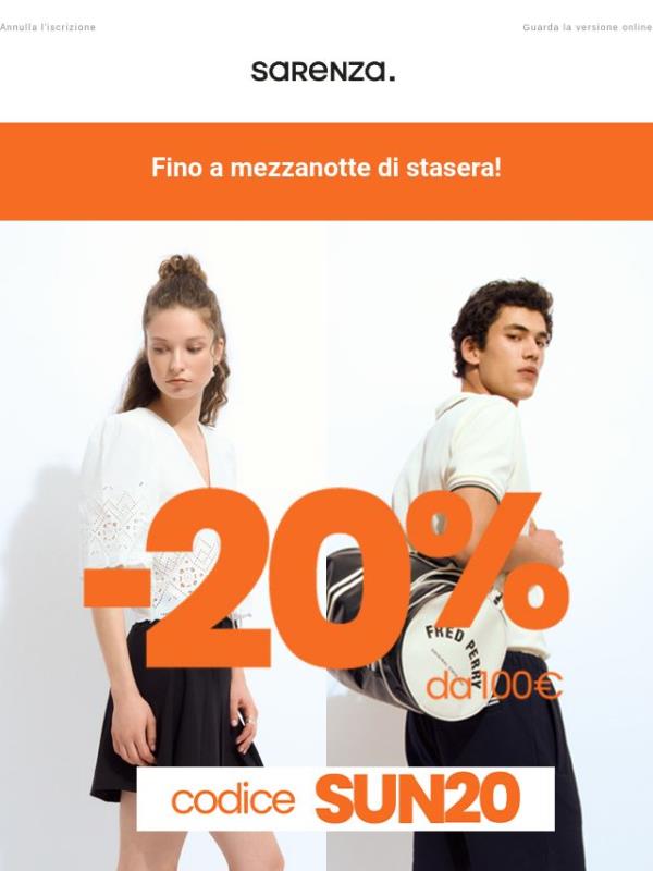 -20% da 100€ fino a stasera ⌛