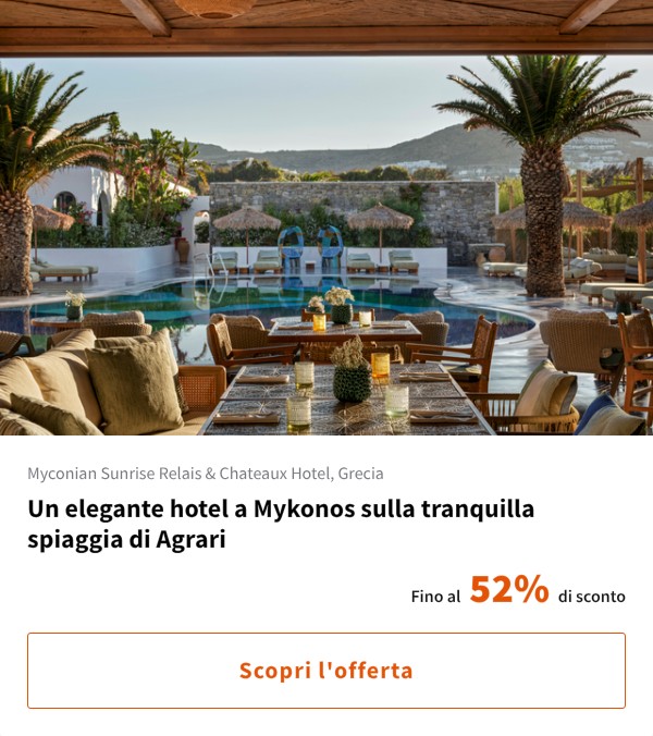 Un elegante hotel a Mykonos sulla tranquilla spiaggia di Agrari