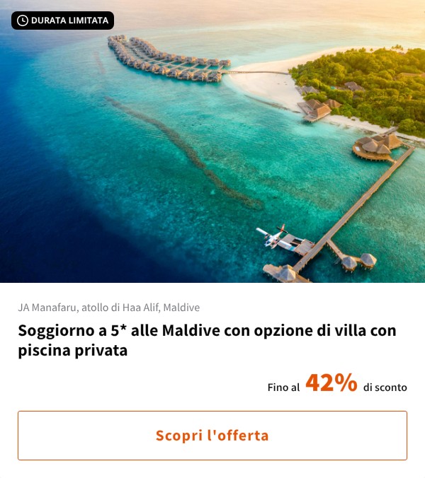 Soggiorno a 5* alle Maldive con opzione di villa con piscina privata