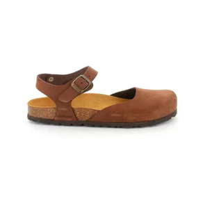 Grunland Sandali Chiusi con Plantare Morbido Sughero Bio Donna in Nabuk Marrone