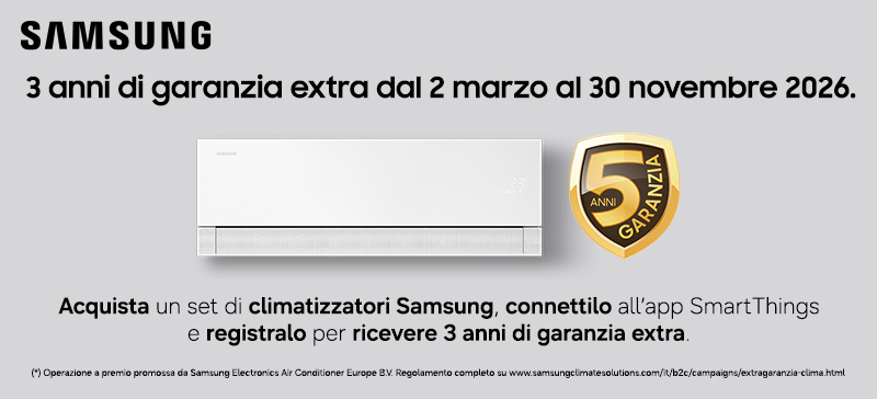 Samsung wall air conditioner with gold 3-year extra warranty badge — promo: buy, connect to SmartThings and register (2 Mar–30 Nov 2026)