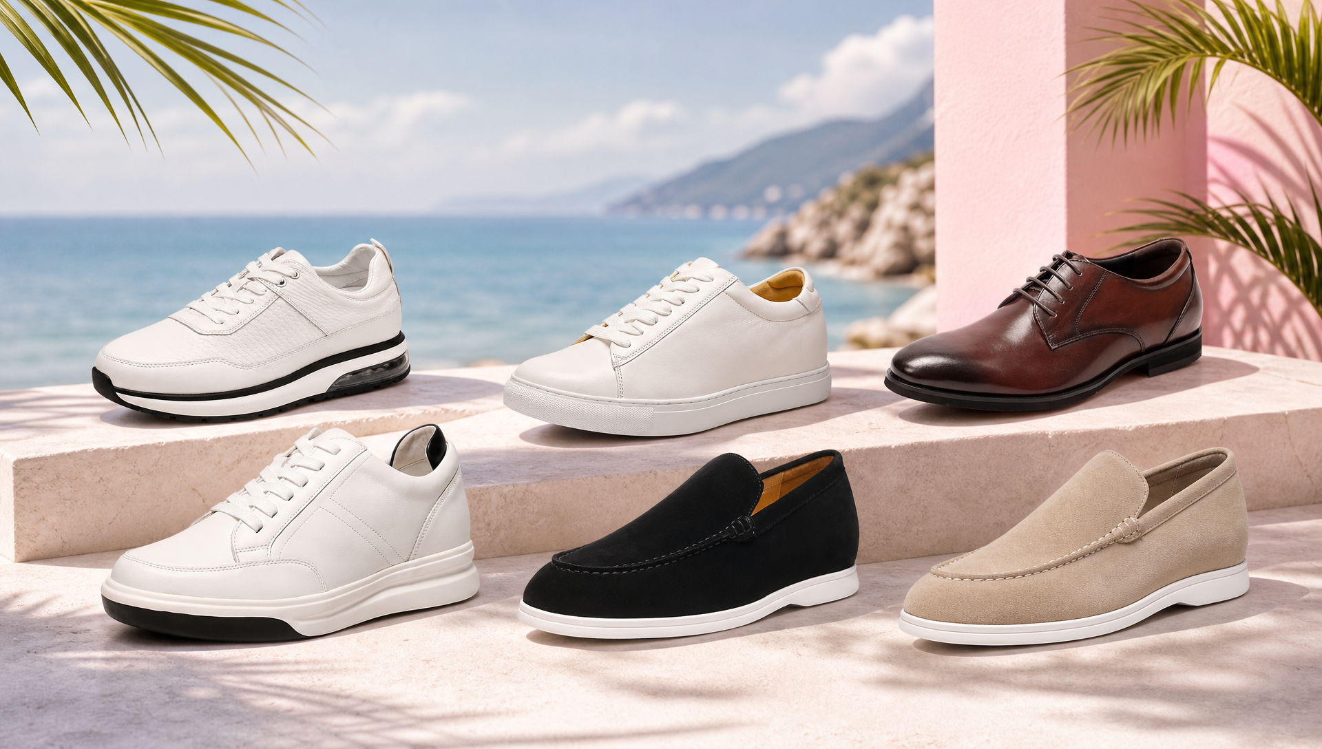 Scarpe rialzanti in pelle naturale per l'estate, stile e comfort