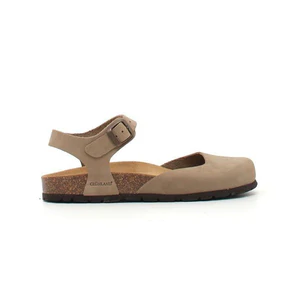 Grunland Sandali Chiusi con Plantare Morbido Sughero Bio Donna in Nabuk Kaki