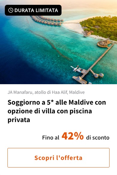 Soggiorno a 5* alle Maldive con opzione di villa con piscina privata