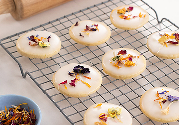 Floral shortbread biscuits