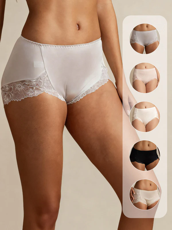 Image of 100% Seta di Gelso Slip a Vita Alta Con Pizzo