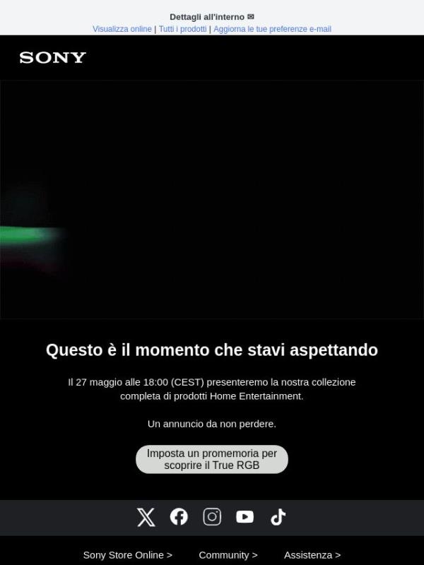 La data di presentazione dei TV RGB di Sony sarà...