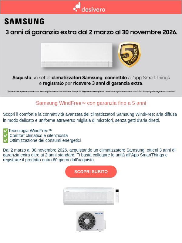 Acquista Samsung WindFree™ e ottieni fino a 5 anni di garanzia