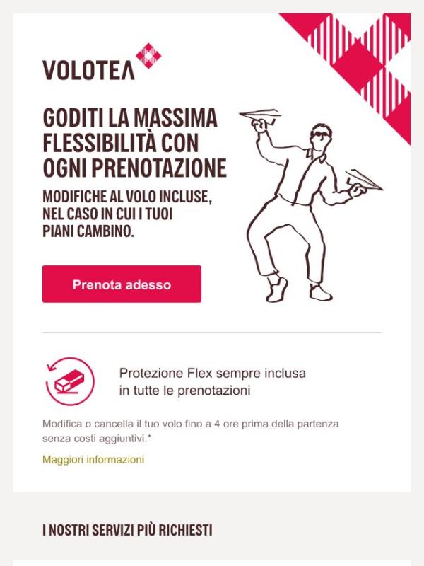 Massima flessibilità fin dall’inizio ✈️