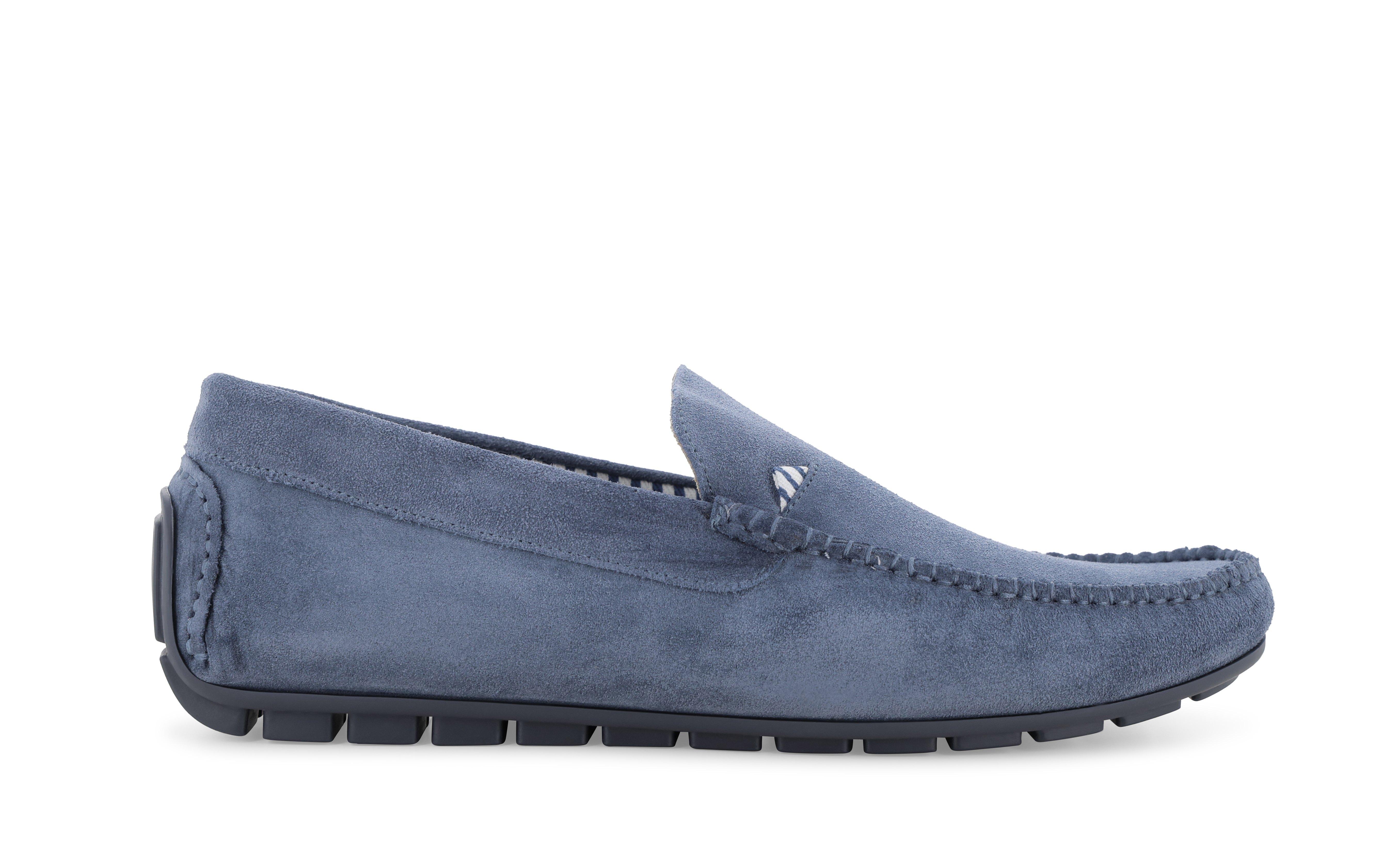 Mocassino slip-on car shoe in camoscio blu avio u16017q