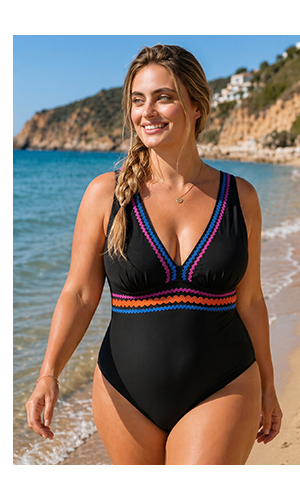 Costume da bagno con orli a onde, coppe morbide e materiale riciclato