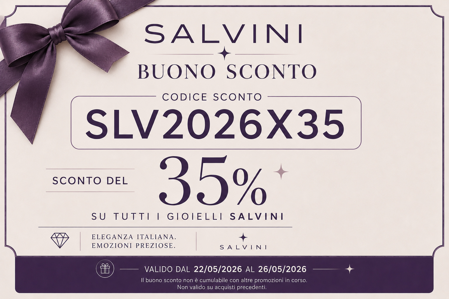 usa il buono sconto SLV2026X35
