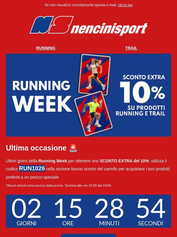 Ultimi giorini per EXTRA 10% - Running Week 🏃🏻‍♂️