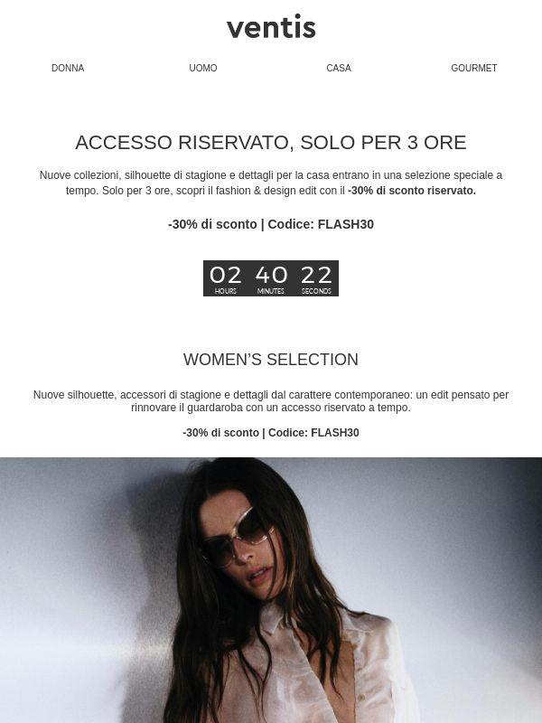 3 ore, -30% su Fashion & Design