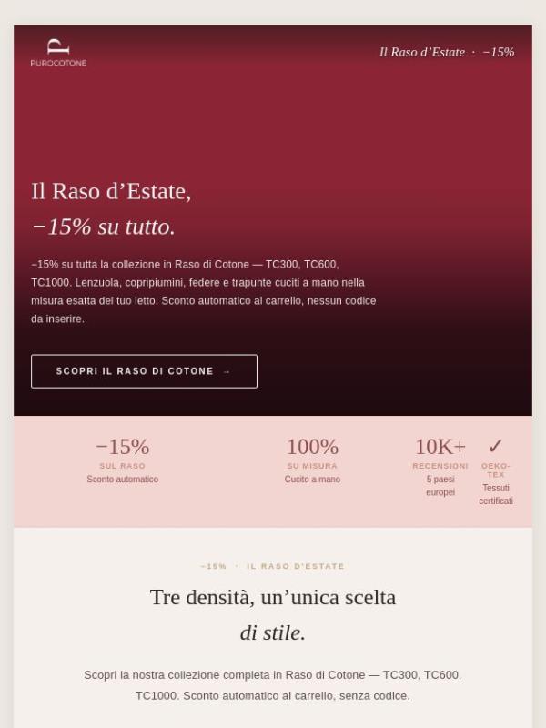 Il Raso D'Estate. −15% su tutti i Rasi di Cotone