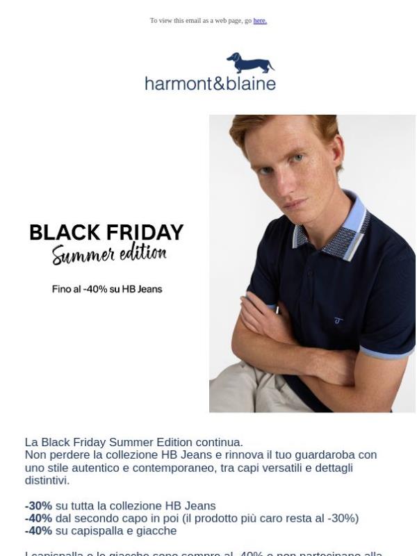 Black Friday Summer Edition, fino al -40% su HB Jeans