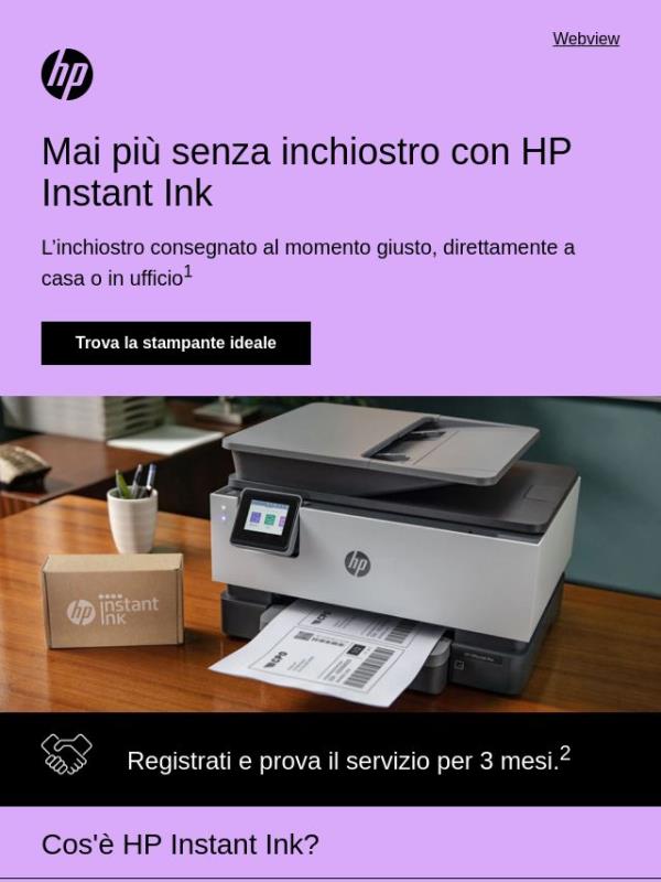 Mai più senza inchiostro con HP Instant Ink