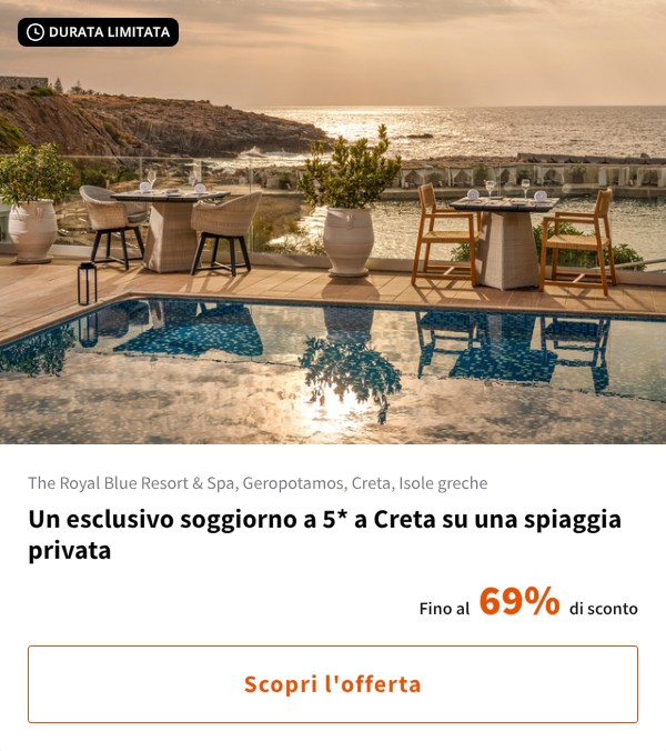 Un esclusivo soggiorno a 5* a Creta su una spiaggia privata