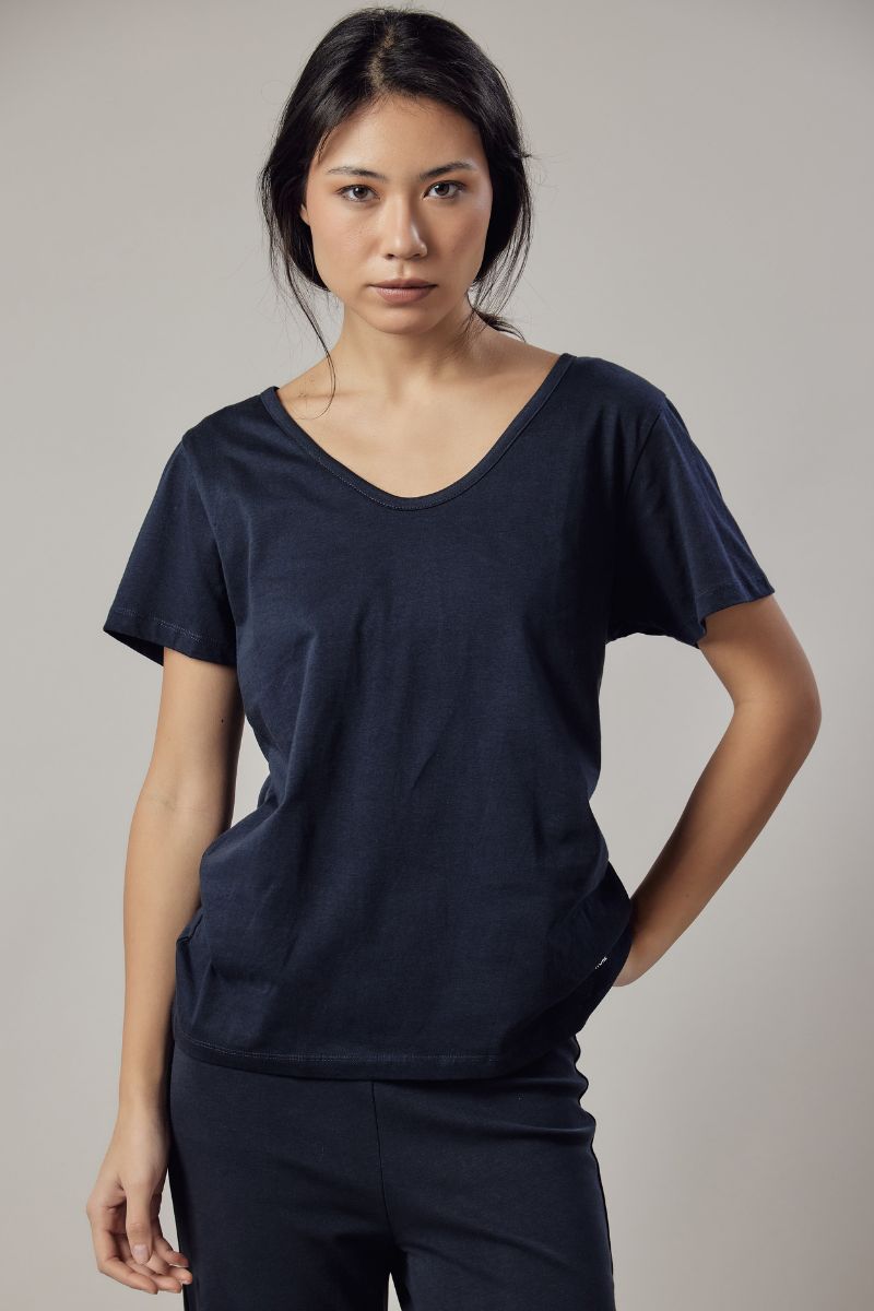 T-Shirt Scollo Profondo Blu