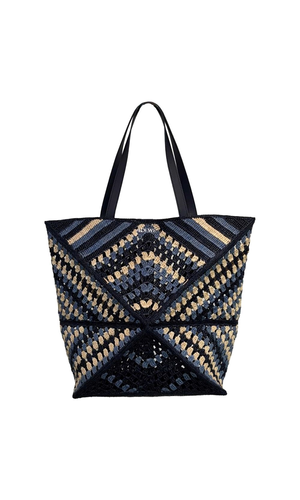 Puzzle Fold XL rafia tote bag