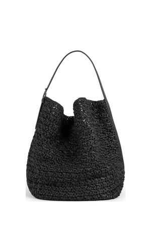 Rafia belted tote bag