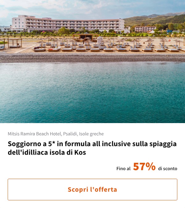 Soggiorno a 5* in formula all inclusive sulla spiaggia dell'idilliaca isola di Kos