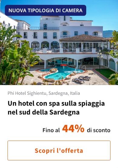 Un hotel con spa sulla spiaggia nel sud della Sardegna