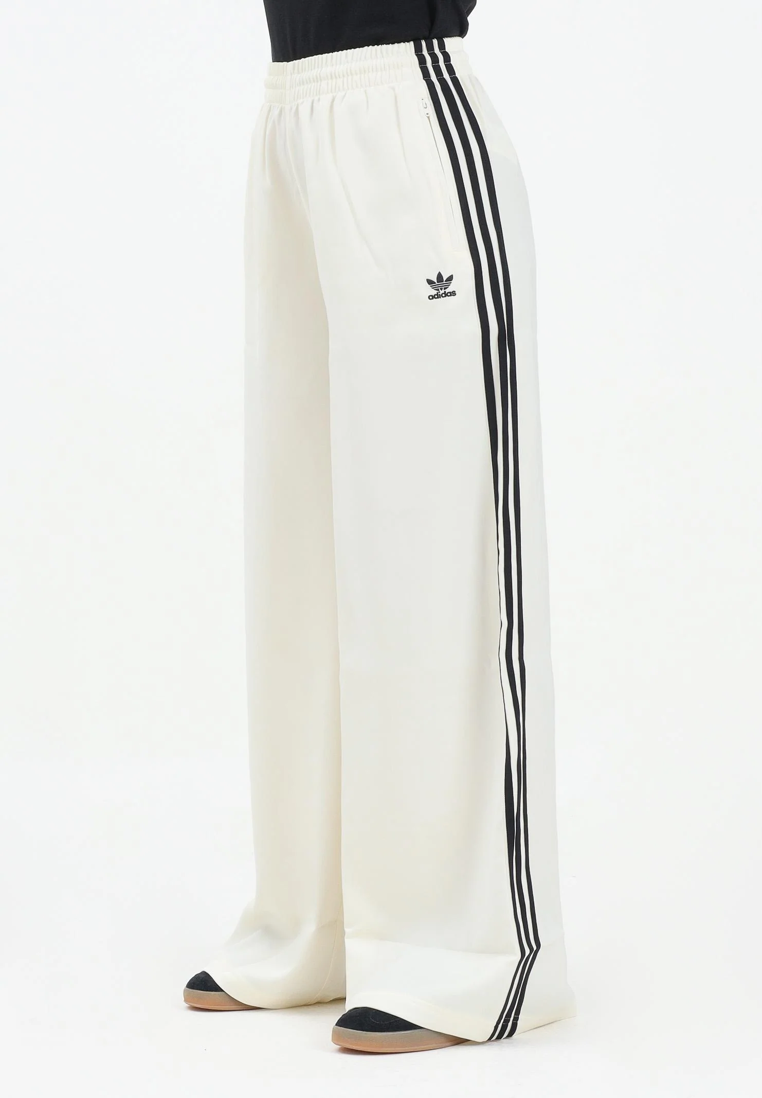 Image of ADIDAS ORIGINALS Pantalone sportivo Adicolor Satin Wide Leg panna da donna