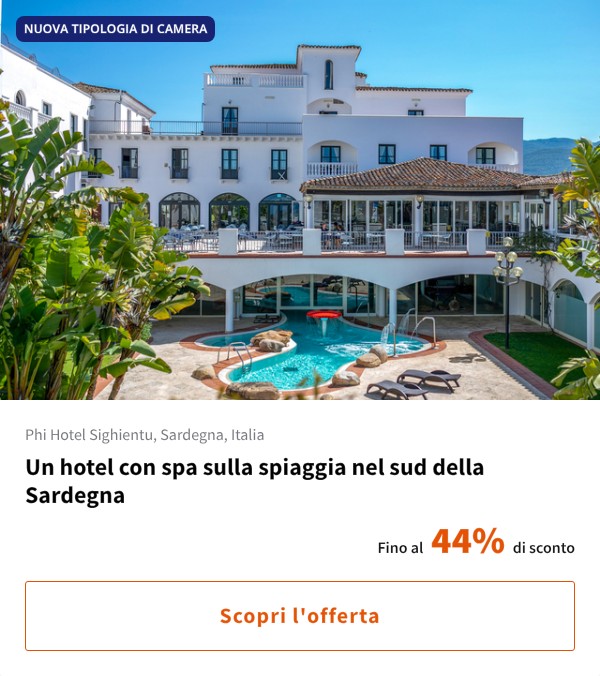 Un hotel con spa sulla spiaggia nel sud della Sardegna
