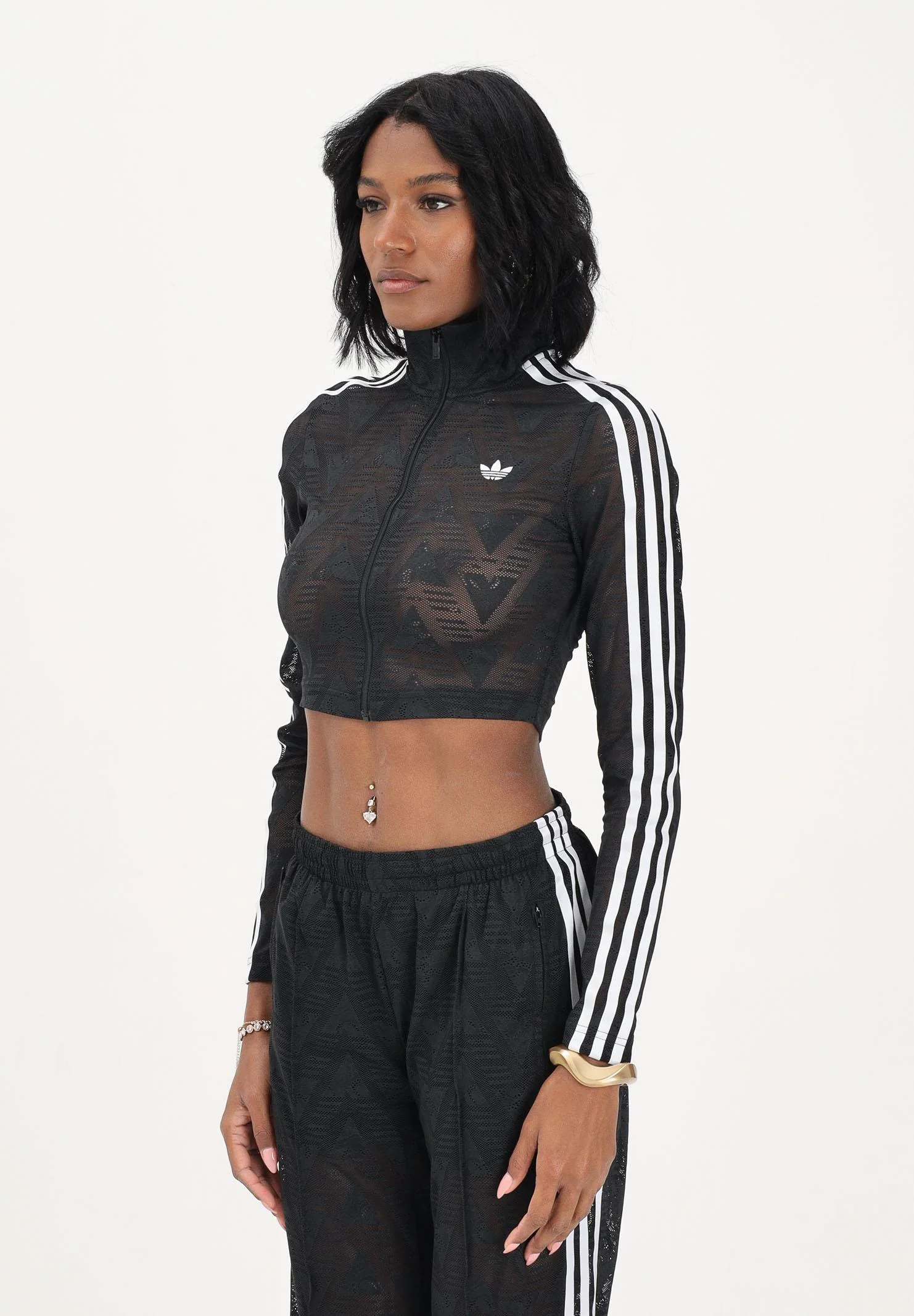 Image of ADIDAS ORIGINALS Felpa con zip FIREBIRD CLASSIC LACE nera da donna