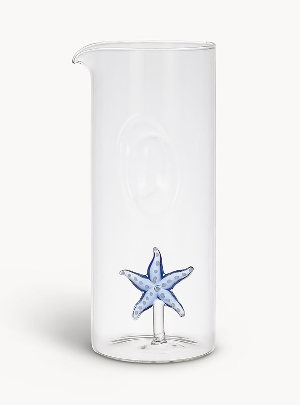 Caraffa in vetro borosilicato dettaglio stella marina