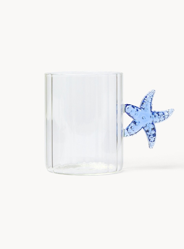 Mug in vetro borosilicato dettaglio stella marina