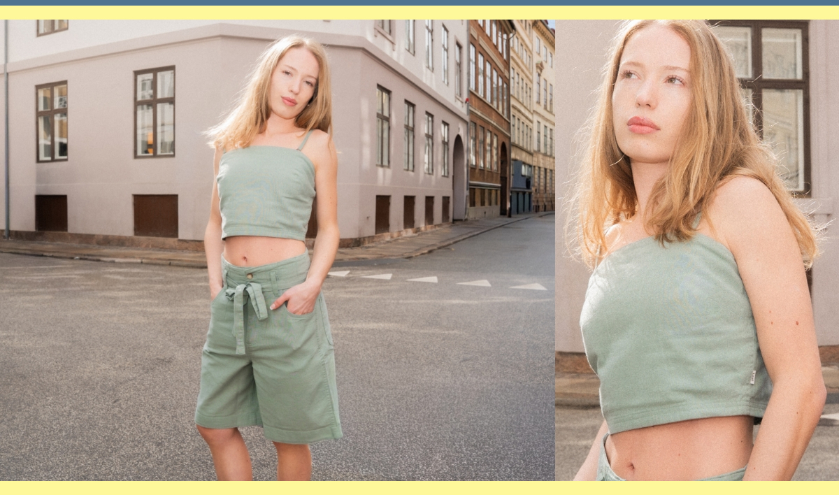 Regular Pleated Bermuda - Slim Strappy Tank
