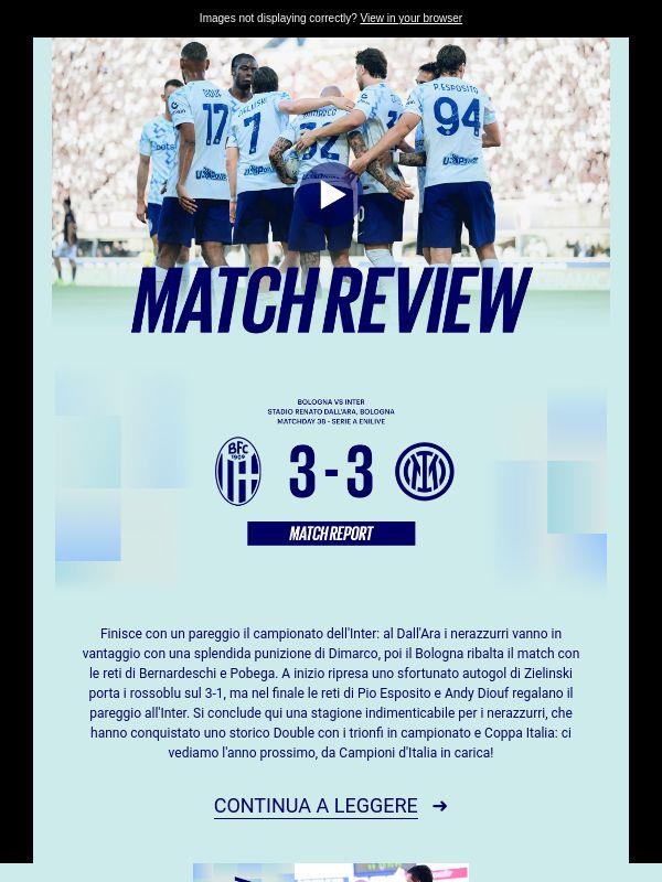 Match review, Bologna-Inter 3-3