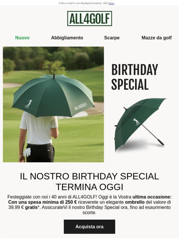 Solo per oggi: assicuratevi il Birthday Special