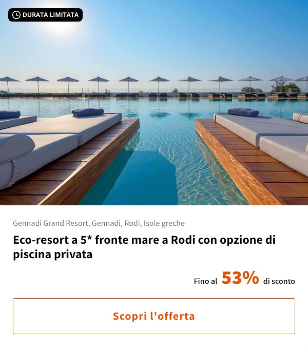 Eco-resort a 5* fronte mare a Rodi con opzione di piscina privata