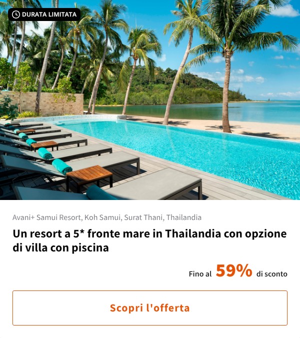 Un resort a 5* fronte mare in Thailandia con opzione di villa con piscina