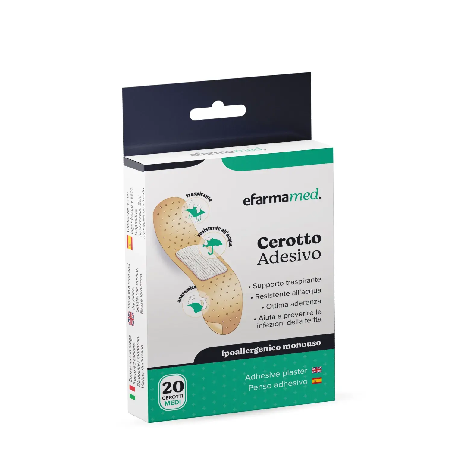 eFarmaMed Cerotto Adesivo Ipoallergenico 20 Cerotti Medi