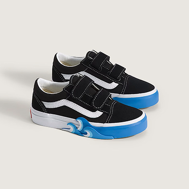 Black Bright Azure Blue Little Kids Old Skool V Shoe
