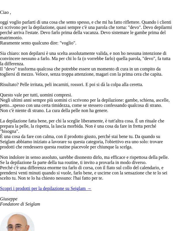 Chi te lo ha chiesto, di depilarti?