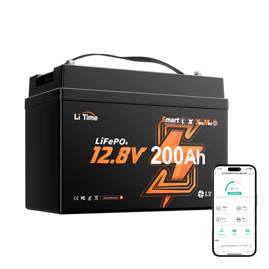 【Novità in arrivo】Batteria LiFePO4 LiTime 12V 200Ah Xtra Mini con Bluetooth per Camper e Camping | Celle premium per 6.000+ cicli al 100% DOD