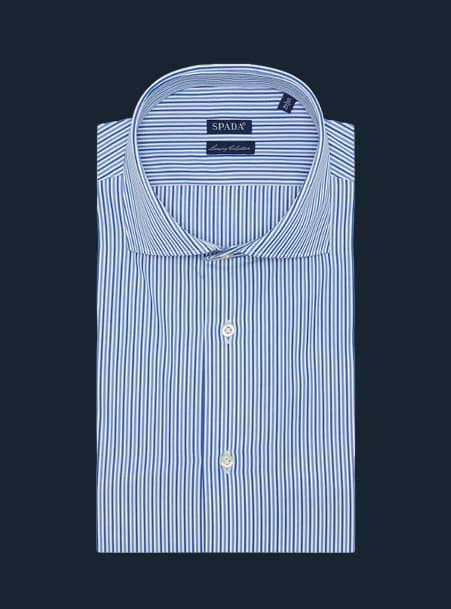 Camicia in cotone multiriga con collo francese
