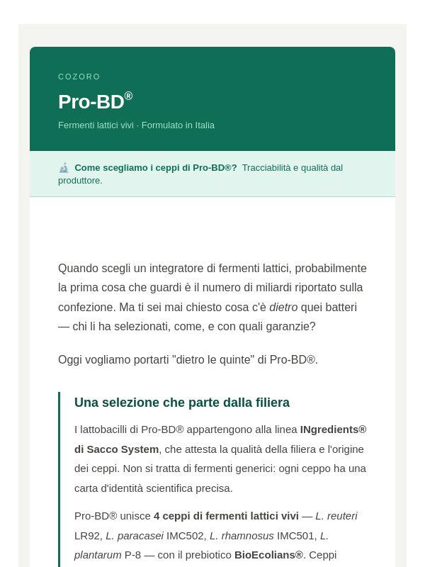 🔬 Come scegliamo i fermenti di Pro-BD®? La risposta è nella filiera