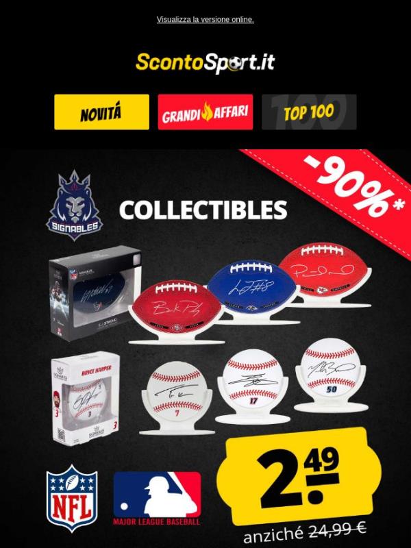NFL e MLB a soli 2,49 € - nuovi oggetti da collezione online!