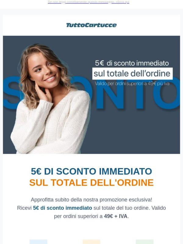 💰 -5€ subito sul tuo ordine su tuttocartucce.com | Solo fino al 28 maggio