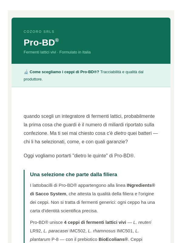 🔬 Come scegliamo i fermenti di Pro-BD®? La risposta è nella filiera